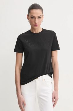 Bavlnené tričko Versace Jeans Couture dámske, čierna farba, 78HAHS04 CJ00S