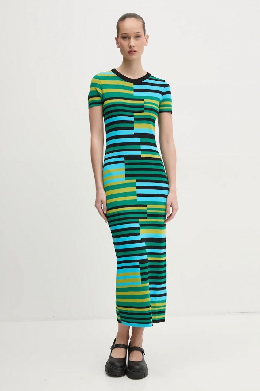 Šaty Desigual URUGUAY zelená farba, maxi, priliehavé, 25SWVF04