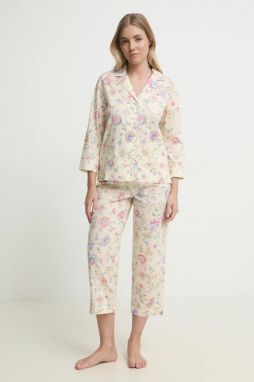 Pyžamo Lauren Ralph Lauren dámska, béžová farba, ILN92411