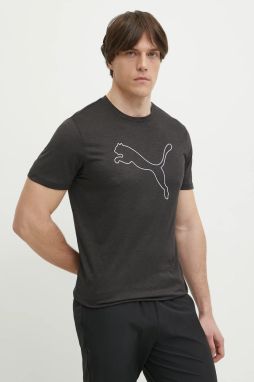 Tréningové tričko Puma Tad Essential Heather čierna farba, s potlačou, 525907