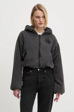 Bavlnená mikina Diesel F-ENERDI SWEAT-SHIRT dámska, šedá farba, s kapucňou, jednofarebná, A16615.0BNEG