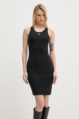 Šaty Diesel D-TANK-LONG-D DRESS čierna farba, midi, priliehavá, A15041.0EJAI