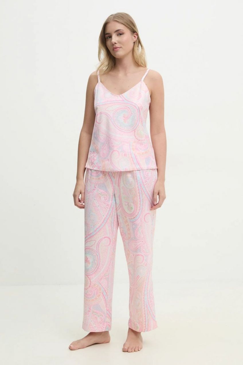 Pyžamo Lauren Ralph Lauren dámske, ružová farba, ILN92405