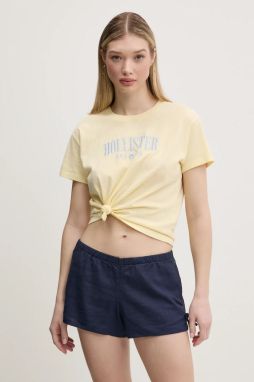 Bavlnené tričko Hollister Co. dámske, žltá farba, KI357-5000