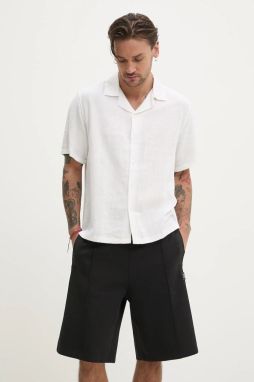 Košeľa Abercrombie & Fitch pánska, béžová farba, voľný strih, KI125-5075