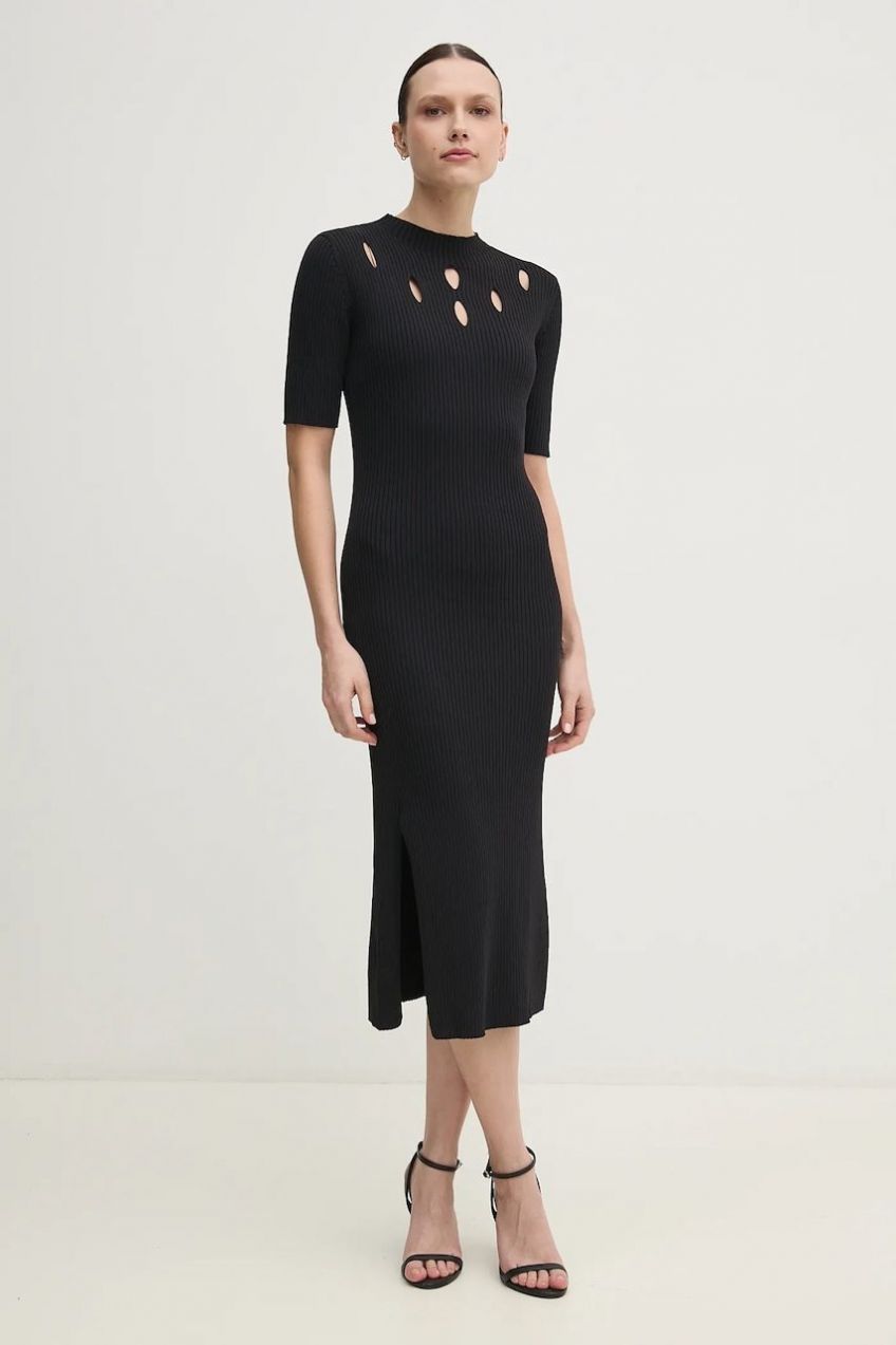 Šaty Dkny čierna farba, midi, priliehavá, P5AUAU74