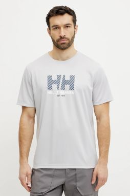 Športové tričko Helly Hansen Tech Graphic šedá farba, s potlačou, 49574