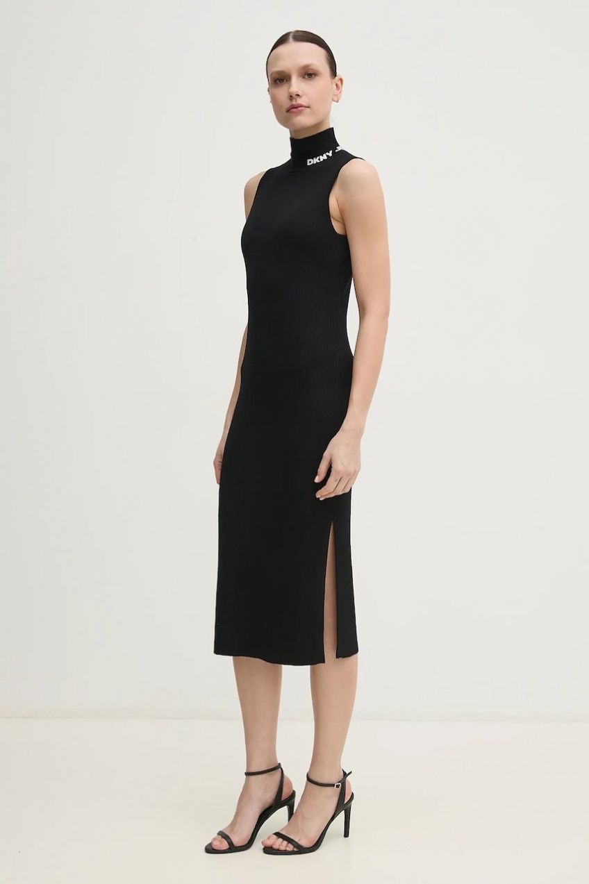 Šaty Dkny čierna farba, mini, priliehavá, DJ5R0663