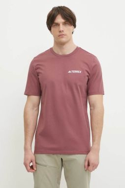 Tričko adidas TERREX Mountain pánske, červená farba, s potlačou, JM0352