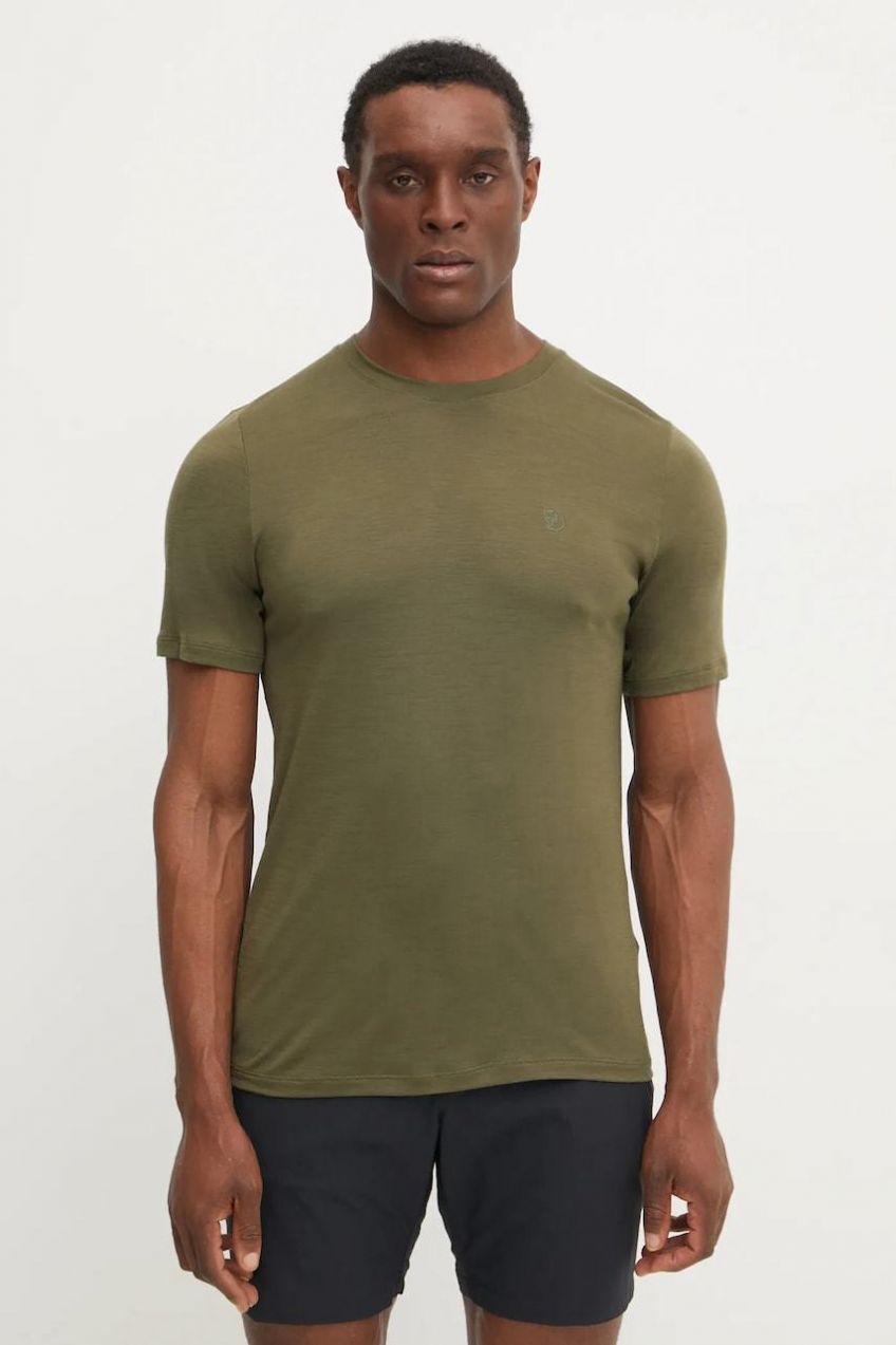 Športové tričko Fjallraven Abisko Wool zelená farba, jednofarebné, F87193
