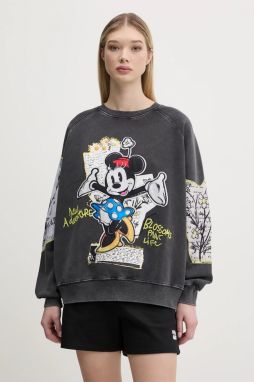 Bavlnená mikina Desigual MINNIE dámska, šedá farba, s nášivkou, 25SWSK25