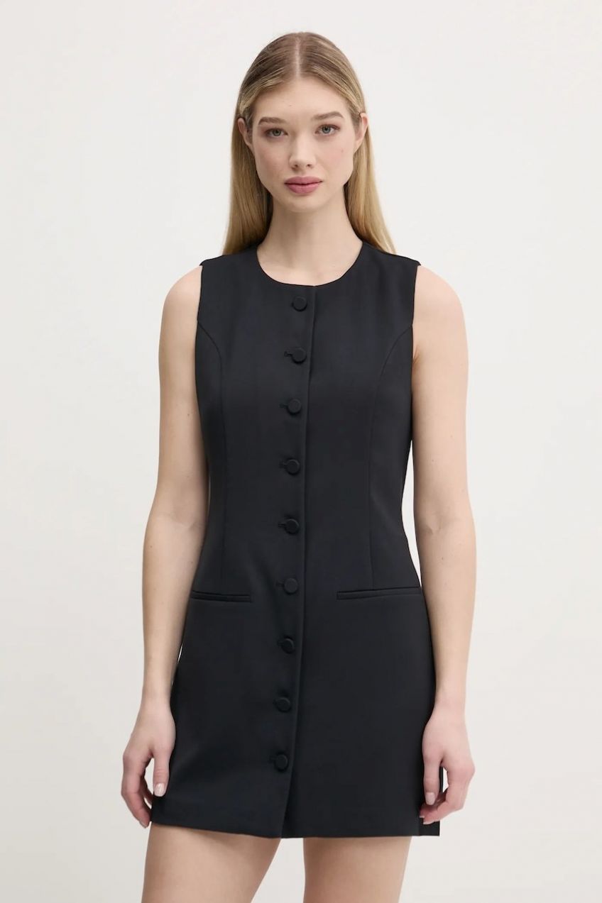 Šaty Abercrombie & Fitch čierna farba, mini, rovný strih, KI159-5575