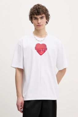 Bavlnené tričko Fiorucci Lollipop Heart Print Boxy Fit T-Shirt pánske, biela farba, s potlačou, U02SPTSH103CJ01WH03