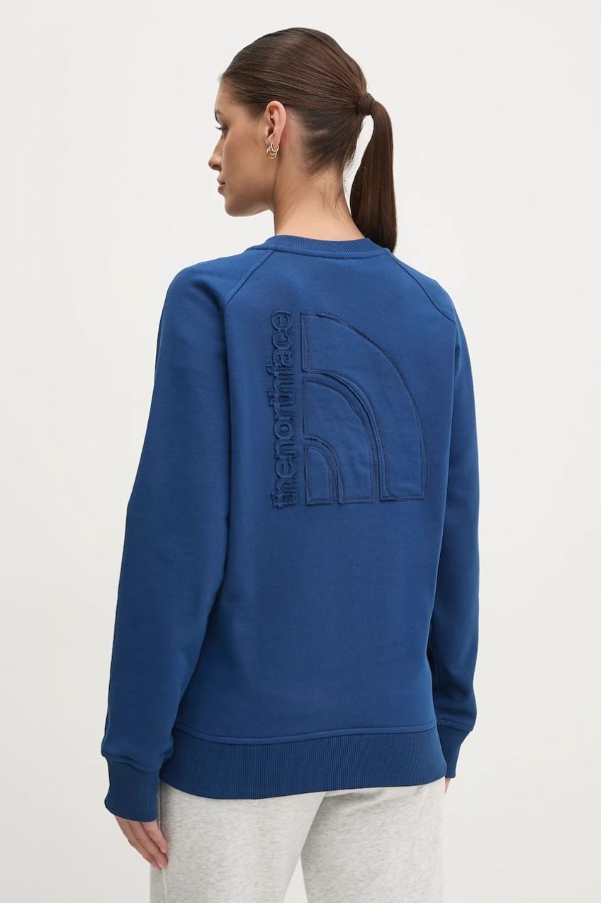 Bavlnená mikina The North Face Relaxed dámska, tmavomodrá farba, jednofarebná, NF0A8C39D1R1
