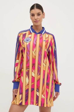 Šaty adidas x Farm Rio ružová farba, mini, rovný strih, JD6285