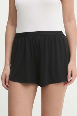 Pyžamové šortky Calvin Klein Underwear dámske, čierna farba, čipkované, LV00QS7378