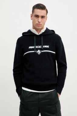 Bavlnený sveter Armani Exchange pánsky, tmavomodrá farba, tenký, s rolákom, XM000180 AF11960
