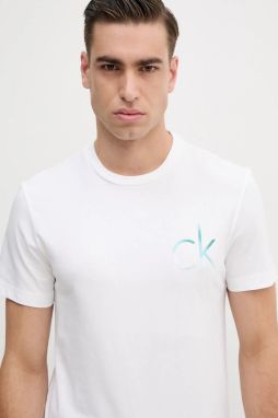 Bavlnené tričko Calvin Klein pánske, biela farba, s potlačou, K10K114146