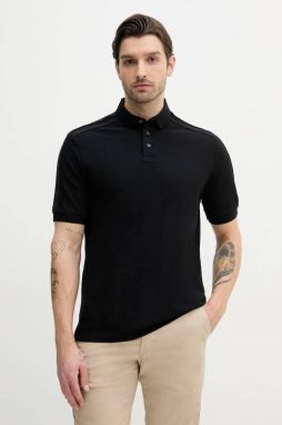 Bavlnené polo tričko Armani Exchange pánske, čierna farba, s nášivkou, XM000307 AF10366