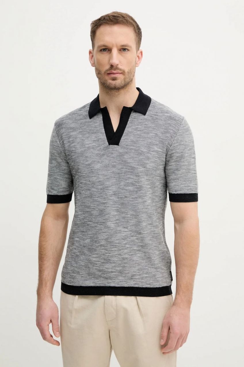 Bavlnené polo tričko Armani Exchange pánske, tmavomodrá farba, vzorované, XM000182 AF11966