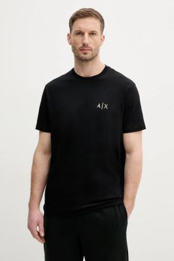 Bavlnené tričko Armani Exchange pánske, čierna farba, s potlačou, XM000327 AF10364