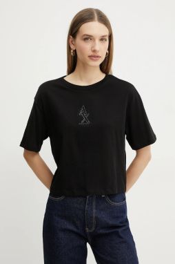 Bavlnené tričko Armani Exchange dámske, čierna farba, XW000102 AF10359