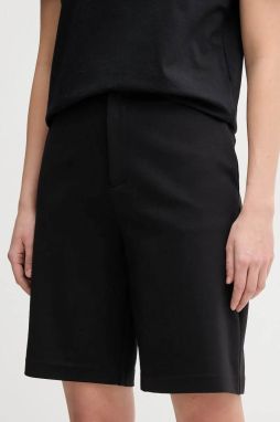 Šortky Calvin Klein Jeans dámske, čierna farba, jednofarebné, vysoký pás, J20J225222