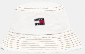 Džínsový klobúk Tommy Jeans biela farba, bavlnený, AW0AW17571
