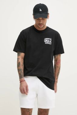 Bavlnené tričko Vans pánske, čierna farba, s potlačou, VN000NHPBLK1