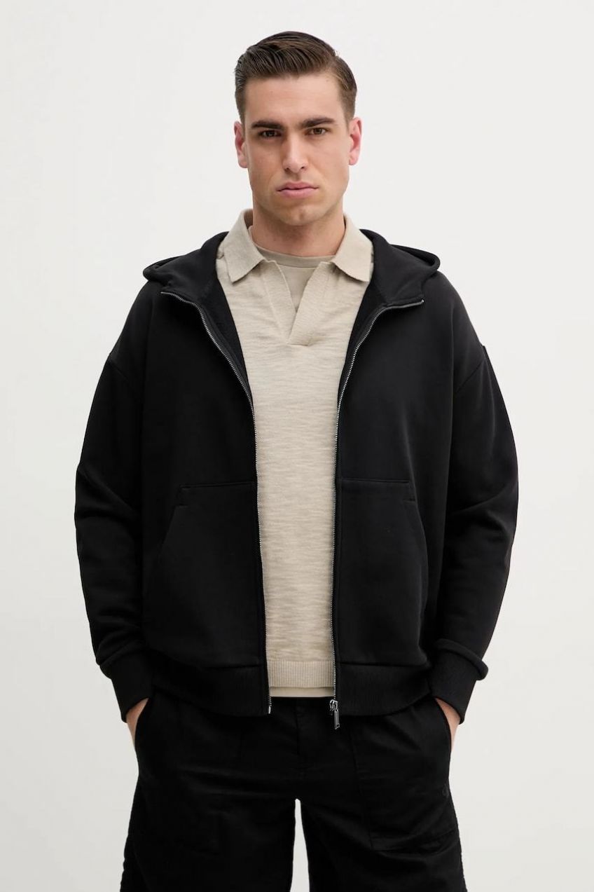 Bavlnená mikina Calvin Klein pánska, čierna farba, s kapucňou, jednofarebná, K10K114267