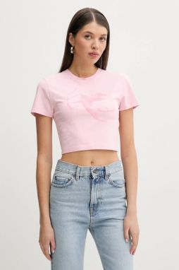 Bavlnené tričko Fiorucci Cupid Print Cropped T-Shirt dámske, ružová farba, W02SPTSH094CJ03PN02