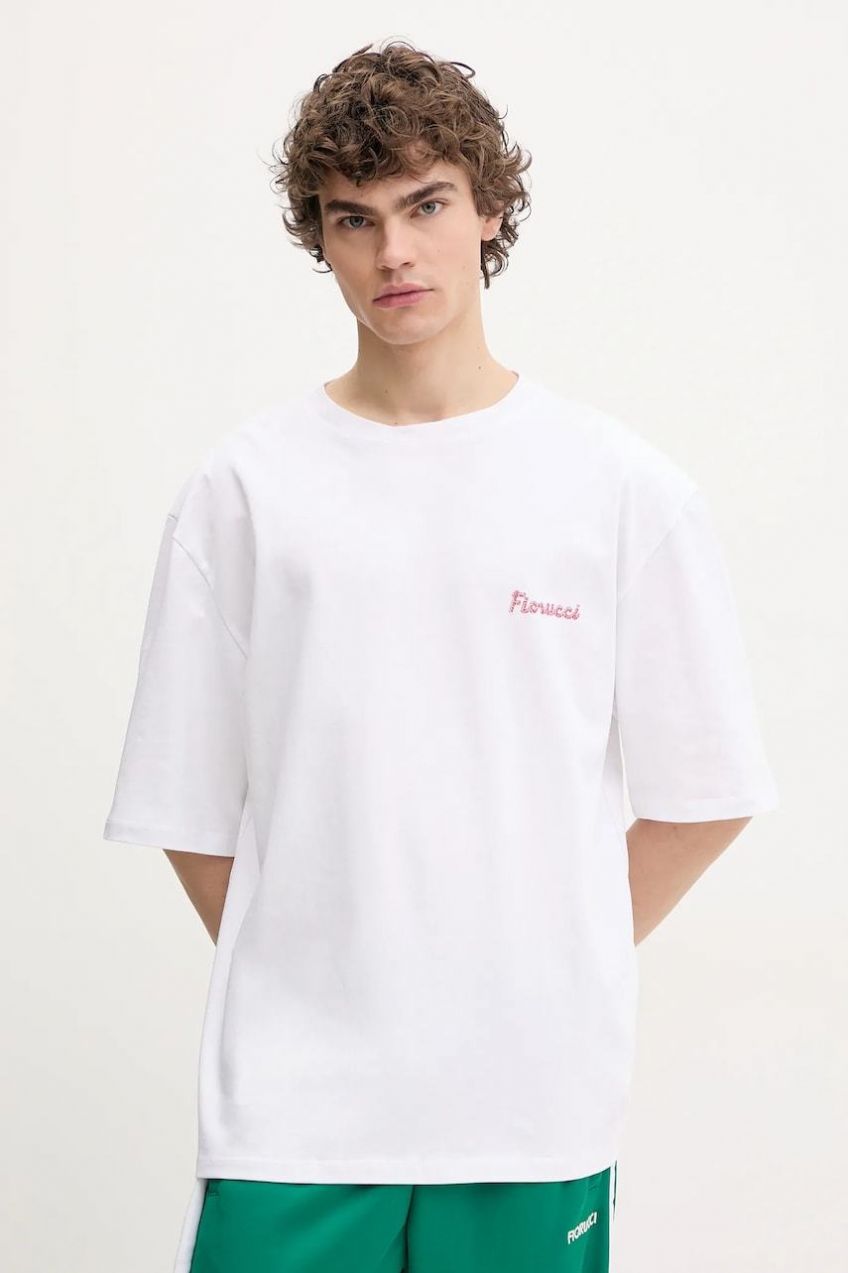 Bavlnené tričko Fiorucci Candy Logo Relaxed Fit T-Shirt pánske, biela farba, s potlačou, U02SPTSH101CJ01WH09
