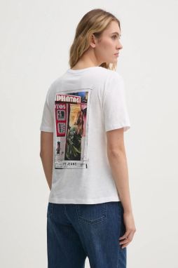 Bavlnené tričko Pepe Jeans REI dámske, biela farba, PL506038