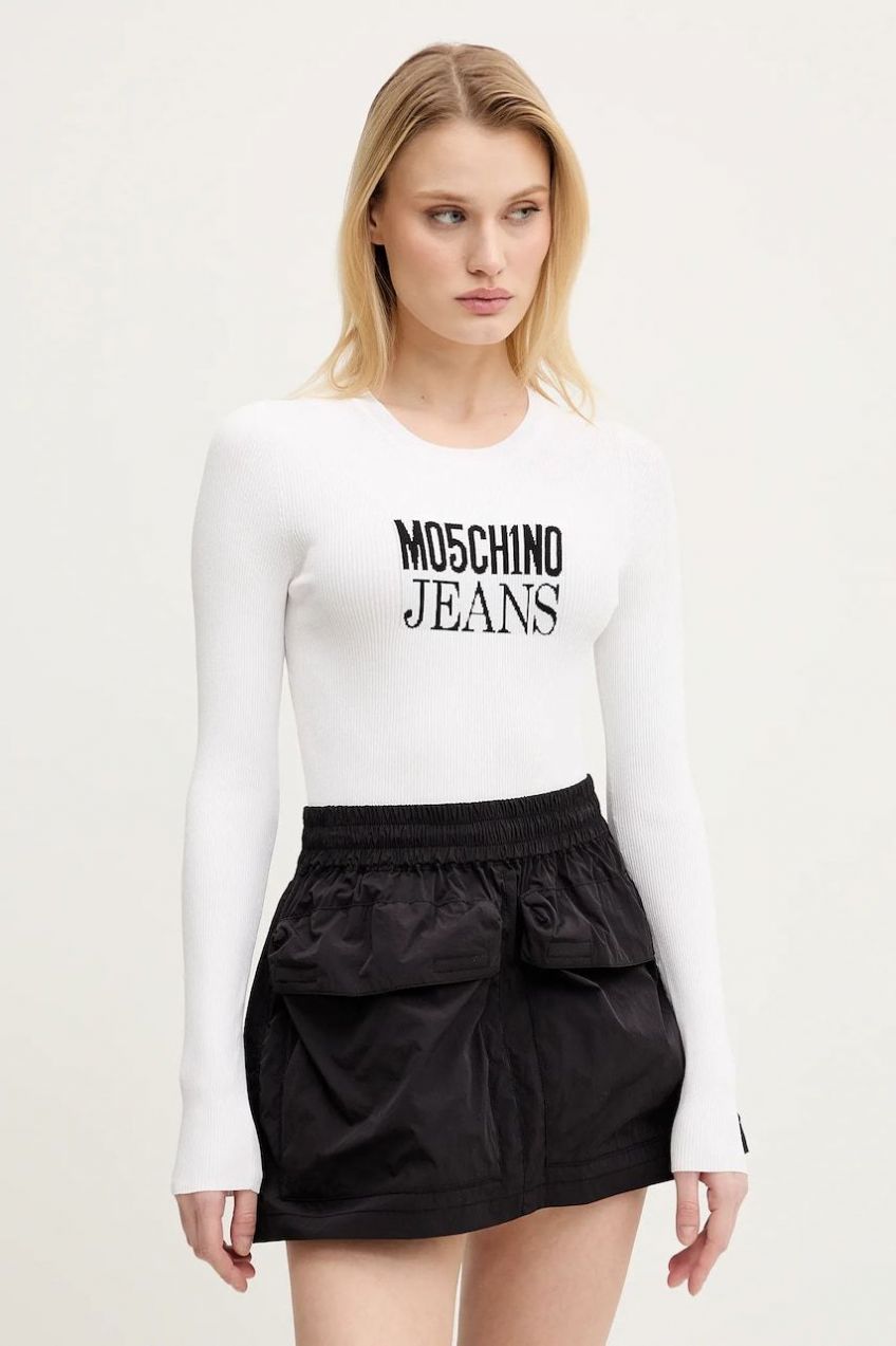 Sveter Moschino Jeans dámsky, biela farba, tenký, 0937 3203