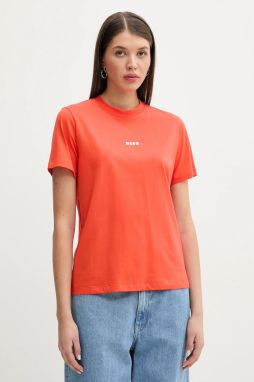Bavlnené tričko MSGM dámsky, oranžová farba, 3841MDM500.257002