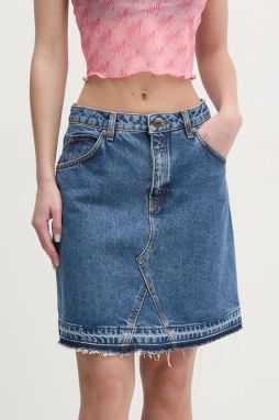 Rifľová sukňa HUGO mini, áčkový strih, 50539762