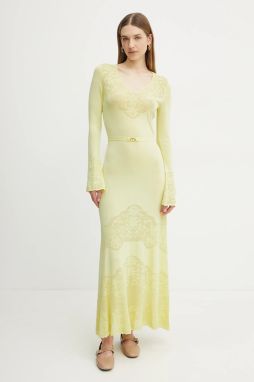 Šaty Twinset žltá farba, maxi, áčkový strih, 251TP3240