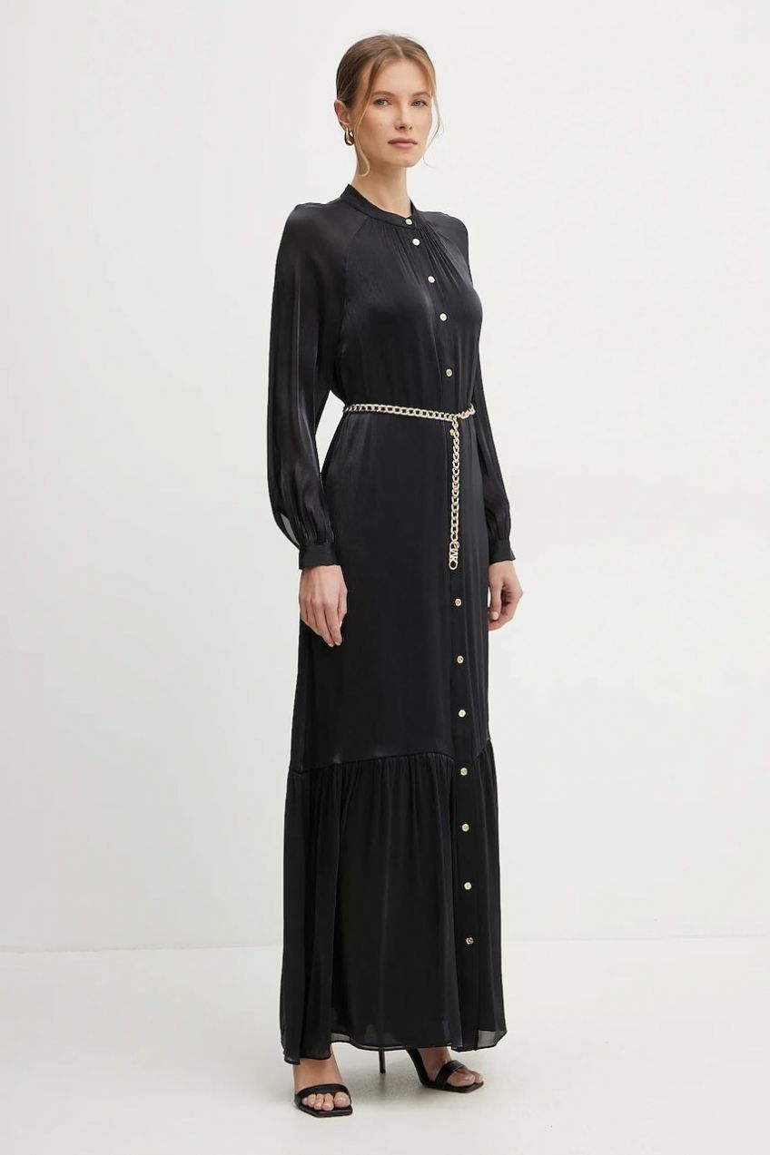 Šaty MICHAEL Michael Kors čierna farba, maxi, áčkový strih, MS482CM8BB