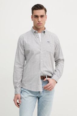Bavlnená košeľa Barbour Banner Tailored Shirt pánska, šedá farba, slim, s golierom button-down, MSH5435