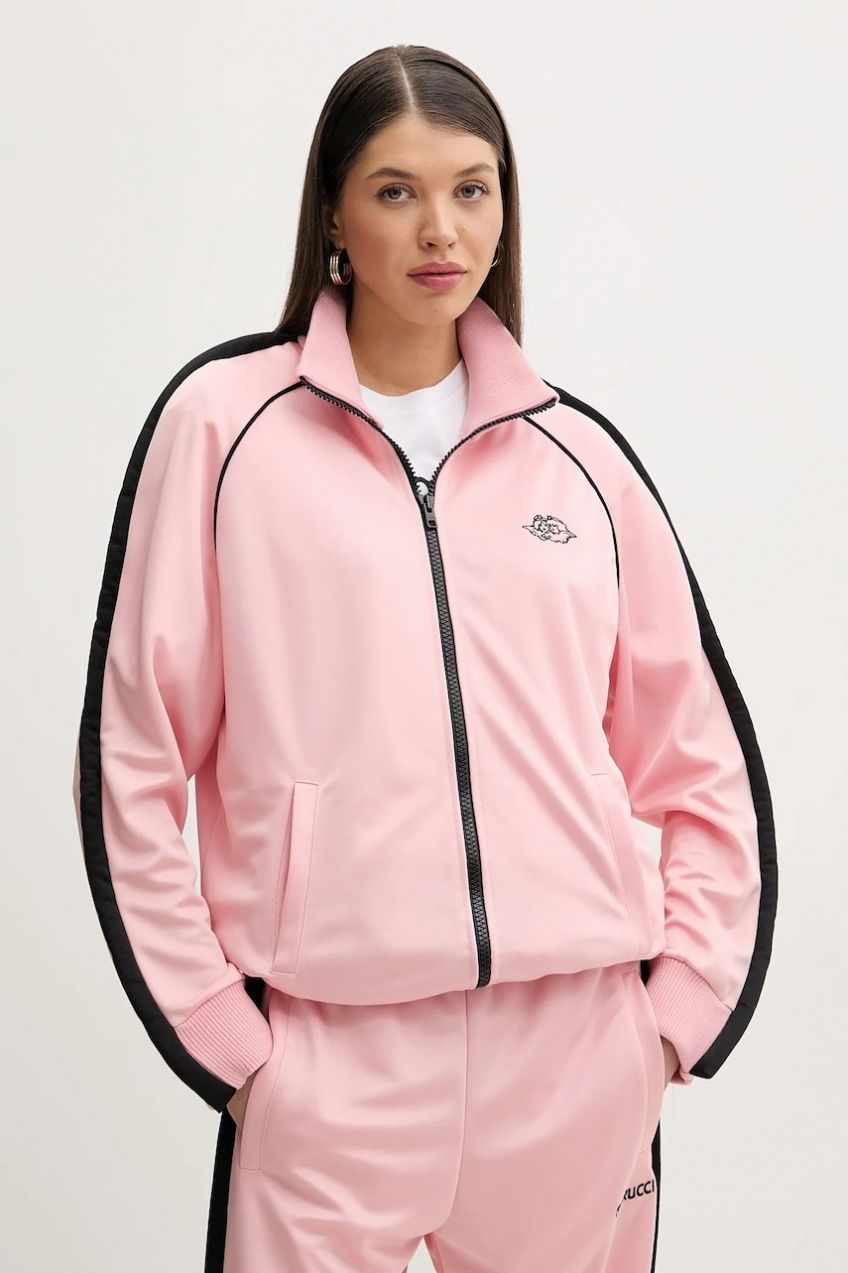 Mikina Fiorucci Puffy Piping Angel Track Sweatshirt dámska, ružová farba, s nášivkou, U02SPSZI270PL01PN02