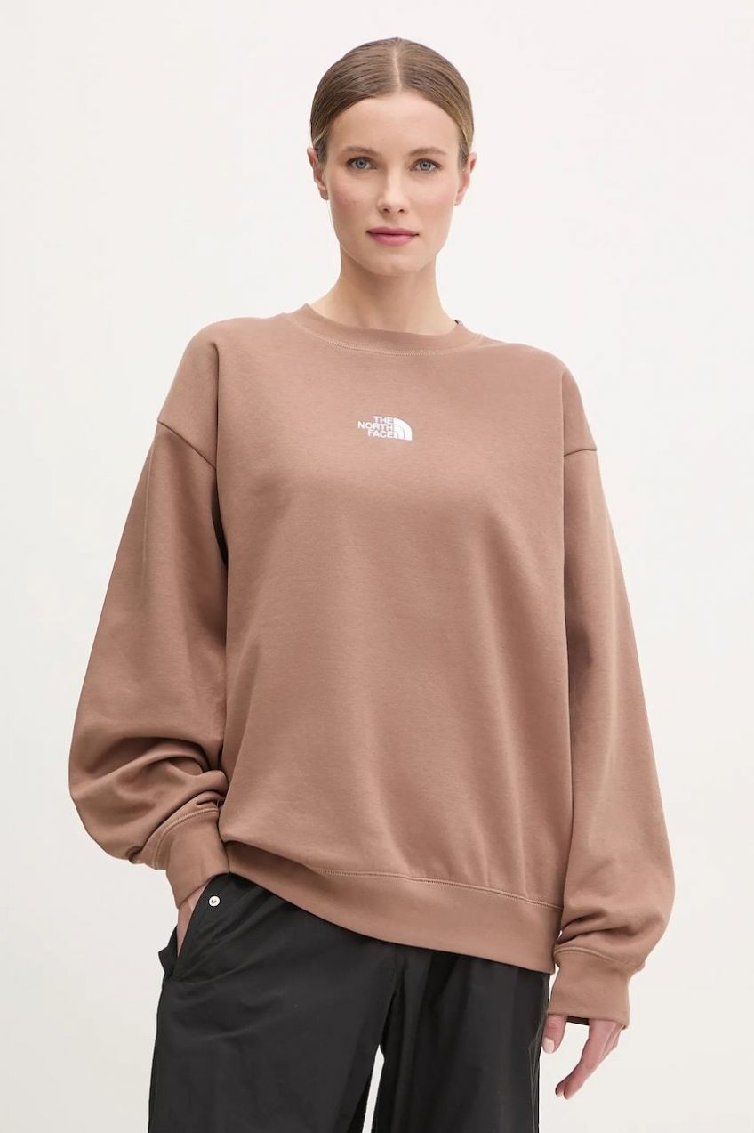 Mikina The North Face Essential dámska, hnedá farba, s nášivkou, NF0A89EP6IH1