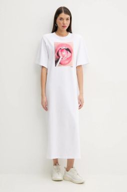 Bavlnené šaty Fiorucci Lollipop Mouth Print Maxi T-Dress biela farba, maxi, rovný strih, W02SPDTS108CJ01WH03
