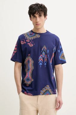 Bavlnené tričko Desigual BALI pánske, fialová farba, vzorované, 25SMTK11