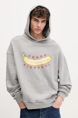 Bavlnená mikina Fiorucci Banana Sound Print Relaxed Fit Hoodie pánska, šedá farba, s kapucňou, s potlačou, U02SPSHO092CJ05GY01