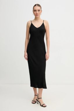 Šaty Dkny čierna farba, midi, priliehavá, DJ5D9053