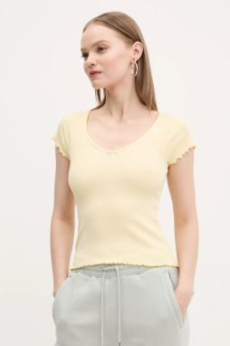 Tričko Tommy Jeans dámske, žltá farba, DW0DW21349