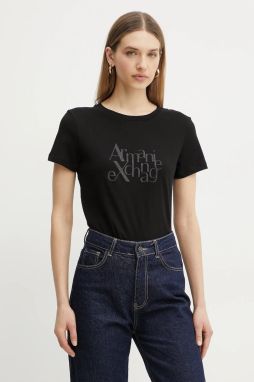 Bavlnené tričko Armani Exchange dámske, čierna farba, XW000109 AF10359