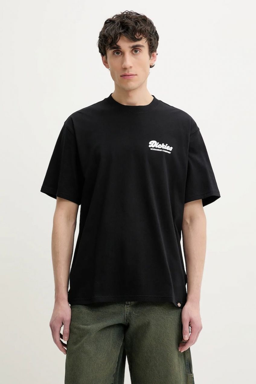 Bavlnené tričko Dickies pánske, čierna farba, s potlačou, DK0A4Z8ZBLK1