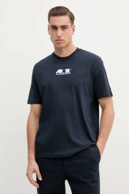 Bavlnené tričko Armani Exchange pánske, tmavomodrá farba, s nášivkou, XM000538 AF10334