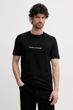 Bavlnené tričko Armani Exchange pánske, čierna farba, s nášivkou, XM000544 AF10361
